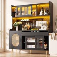 STILVORA Black Storage Cabinet with LED & Pegboard