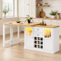 STILVORA Extendable Dining Table with Storage & LED Lights in White