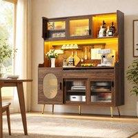STILVORA Sideboard with Storage & LED Light Strip, Brown