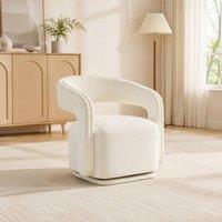 STILVORA Armchair with 360 Swivel Base in White Chenille