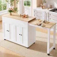 STILVORA Extendable Bar Table with Storage in White