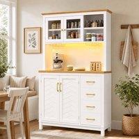 STILVORA White Buffet Cabinet with LED Light Strip