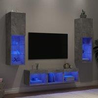 Berkfield Home 5 Piece TV Wall Units with LED Concrete Grey Engineered Wood