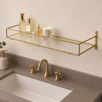 Melody Maison Large Gold Twisted Rope Design Frosted Glass Wall Shelf