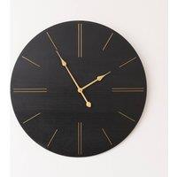 Melody Maison Large Black Wooden Grain & Gold Detailed Wall Clock - 70cm X 70cm | Size: 70 cm X 70 cm
