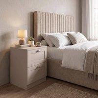 FWStyle Artus Beige Panelled 2 Drawer Bedside Table Chest