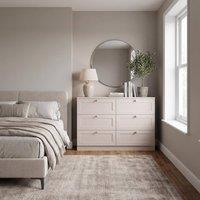 FWStyle 6 Drawer Shaker Style Chest Of Drawers Wide Bedroom Storage Deep Design in Beige