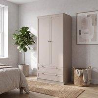 FWStyle Artus Beige Panelled Wardrobe 2 Door 2 Deep Drawer Scratch Resistant