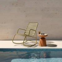 Wyld and Coco Olive Green Aluminium Rocking Chair - Retro Slatted Garden Armchair