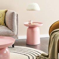 Wyld and Coco Aura Home Pastel Pink Metal End Table - Geometric Round