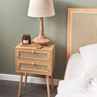 Wyld and Coco Light Brown Bedside Table - Rattan Viennese Braid
