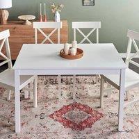 Wyld and Coco Dining Set - White Poplar Wood and MDF Rectangle Table with 4 Chairs