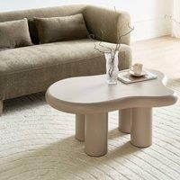Wyld and Coco Coffee Table Taupe MDF 100x70 Irregular Oval Top in Beige