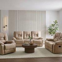 Wyld and Coco Beige Manual Recline Living Set - 3-Seater 2-Seater Armchair