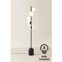 ValueLights Marlow Opaque Glass Globe 5 Way Floor Lamp with LED Bulbs in Black