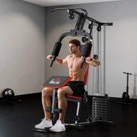 HOMCOM Multi Home Gym Machine with 65kg Weights for Strength Training Black | Size: 135 cm