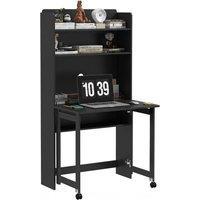 HOMCOM Writing Desk with Foldable Desktop for Bedroom, Home Office, Black