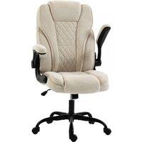HOMCOM Office Chair, Computer Desk Chair with Flip-up Armrest, Beige