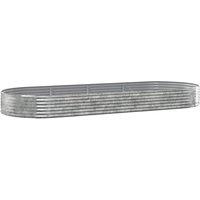 Berkfield Home Garden Raised Bed Powder-coated Steel 373x140x36 cm Silver | Size: 373 x 140 x 36 cm
