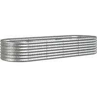 Berkfield Home Garden Raised Bed Powder-coated Steel 224x80x36 cm Silver | Size: 224 x 80 x 36 cm