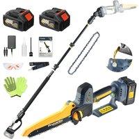 Prunarbo Powerful Cordless Pole Saw Kit with 2.5m Long Reach & 2 Batteries in Black
