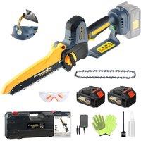 Prunarbo Powerful Mini Chainsaw Kit with 2 x 4.0Ah Batteries in Black