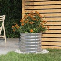 Berkfield Home Garden Planter Powder-coated Steel 40x40x36 cm Silver | Size: 40 x 40 x 36 cm