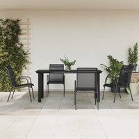 Berkfield Home 5 Piece Garden Dining Set Black Steel & Textilene