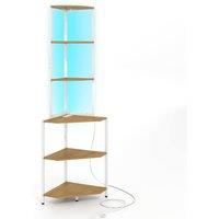 Costway Wooden Corner Shelf with Storage Shelves Standing Display Organization in Natural