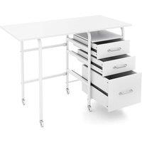 Costway Folding Desk with 3 Drawers Convertible Computer Desk in White