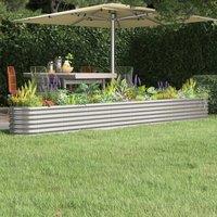 Berkfield Home Garden Raised Bed Powder-coated Steel 332x40x36 cm Silver | Size: 332 x 40 x 36 cm