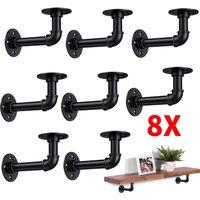 Kelvenix 8PCS Pipe Shelf Brackets Industrial in Black | Size: 10000mm x 520mm