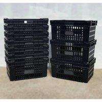 PAWNORA Plastic Stacking Boxes 600 x 400 x 300mm in Black