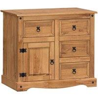 PAWNORA Sideboard 1 Door 4 Drawer Small Cupboard in Brown