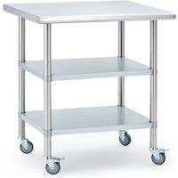 KORVIXA 3 Tier Kitchen Food Prep Table in Silver | Size: 100 cm