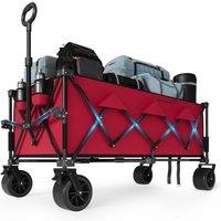 KORVIXA Foldable Wagon 460LBS Heavy Duty 350L Extra Large Collapsible in Red | Size: 10000mm x 520mm