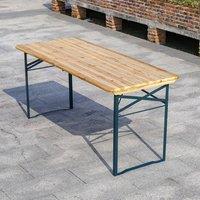 KORVIXA 5.5ft Large Wooden Folding Beer Table in Beige | Size: 100 cm x 100 cm