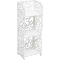 KORVIXA 3 Tier Wooden Plastic Storage Rack in White | Size: 60 cm x 100 cm