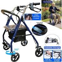 FLAVORA Ultra lightweight Rollator Mobility walker 4 wheeled in Blue