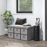 EONLION 6 Drawer Shoe Bench with Cushioned Seat in Grey | Size: 100 cm