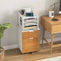 EONLION 2 Drawer Filing Cabinet with Adjustable Hanging Bars in Brown | Size: 100 cm
