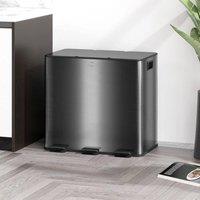 EONLION 3 Compartment Triple Metal Pedal Bin in Black | Size: 100 cm
