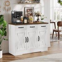 EONLION Sideboard Kitchen Cabinet with 3 Drawers in White