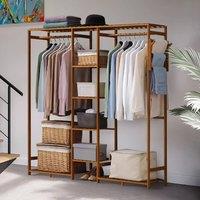 EONLION Wooden Clothes Rail Rack Coat Hat Garment in Brown | Size: 500mm