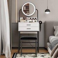 EONLION Dressing Table Set 2 Drawer Srotage in White | Size: 100 cm