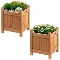 Kelvenix Square Wooden Planter Set of 2 in Brown | Size: 100g