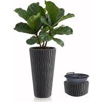 Kelvenix Tall Plant Pot with Insert 29.7cm in Grey