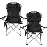 Kelvenix 2 x Black Folding Camping Deluxe Chairs