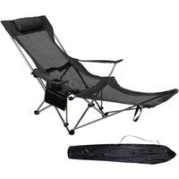 Kelvenix Black Folding Camping Outdoor Recliner Beach Chair