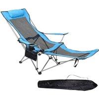 Kelvenix Blue Folding Camping Outdoor Recliner Beach Chair